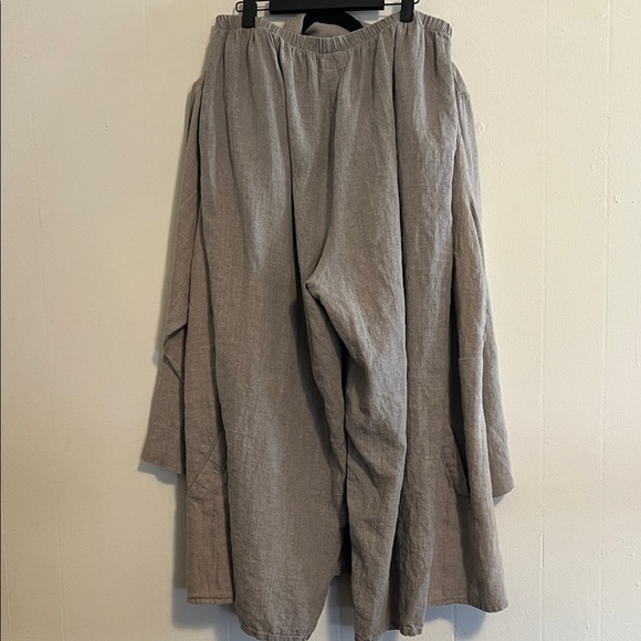 Flax tan/gray Linen Jacket and pant set - Picture 5 of 5